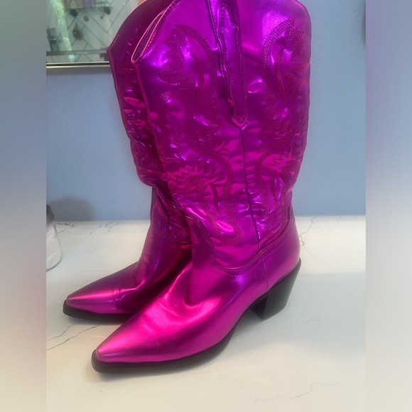 Billini Danilo Metallic Pink Western Cowboy Boots Womens Size 9 FUSCHIA - Picture 2 of 4